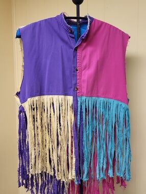 Alexander Julian Colorblock Fringe SHIRT/VEST, Meduim